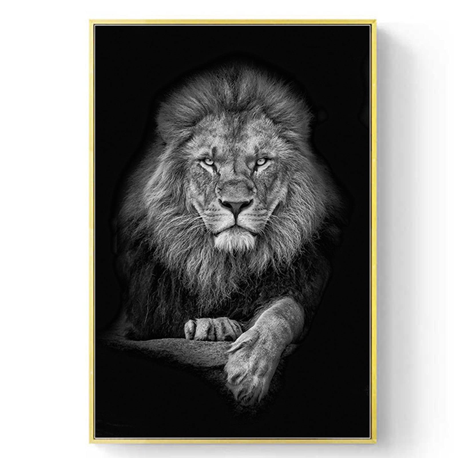 Amazon｜FENCHUN キャンバス絵画壁画ライオン象ヒョウポスターと版画